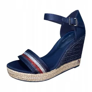 Sandały damskie - Calvin Klein Sandały Tommy Hilfiger Grosgrain High Wedge Sandal W FW0FW05254 niebieskie - grafika 1