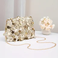 Torebki damskie - TEMU Elegancka Złota Cekinowa Torba na Ramię dla Kobiet z Odczepianym Łańcuszkiem - Błyszcząca PVC Torebka na Codzienny Dojazd, Imprezy i Specjalne - miniaturka - grafika 1