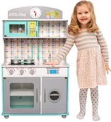 Zabawki AGD - Drewniana kuchnia, akcesoria do gotowania kolor niebieski - miniaturka - grafika 1