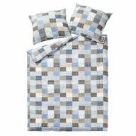 Pościel - Karo Pościel z kory 160x200 wzór 96/1 Paczłork niebieski na guziki 100% bawełna gruba - miniaturka - grafika 1