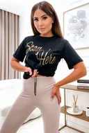 Koszulki i topy damskie - T-shirt Stay Here Gold czarny - SHOPAHOLIC`S DREAM - miniaturka - grafika 1
