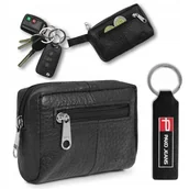 Etui na klucze - Małe ETUI SKÓRZANE Na Klucze Monety Karty Na Suwak CZARNE Pako Jeans - miniaturka - grafika 1