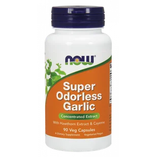 Now Foods Super Odorless Garlic - Czosnek Bezzapachowy + Głóg + Pieprz Cayenne (90 kaps.) - Suplementy naturalne - miniaturka - grafika 1