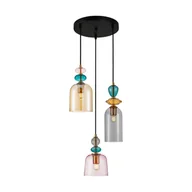 Lampy sufitowe - Potrójna lampa wisząca, kolorowa PND-27092-3A-MC-BRO z serii NAMOS - miniaturka - grafika 1