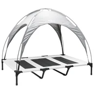 Legowiska dla psów - vidaXL Podwyższone legowisko dla psa z zdejmowanym dachem srebrnoszare XL ze stali - miniaturka - grafika 1