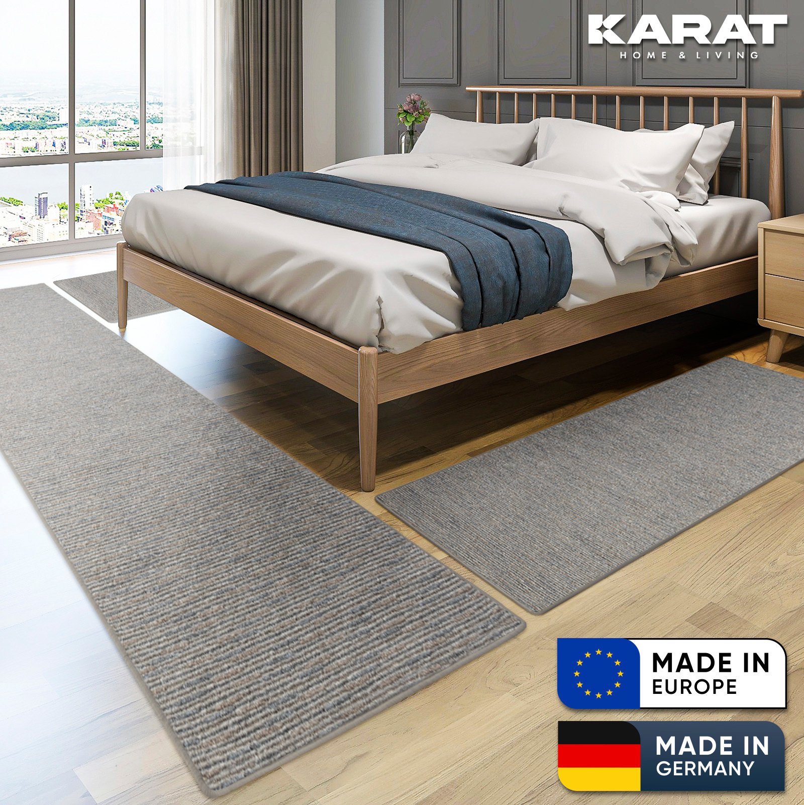 Obramowanie łóżka Geneva srebrnoszare 1 bieżnik: 80 x 300 cm + 2 mostki: 80 x 150 cm każdy