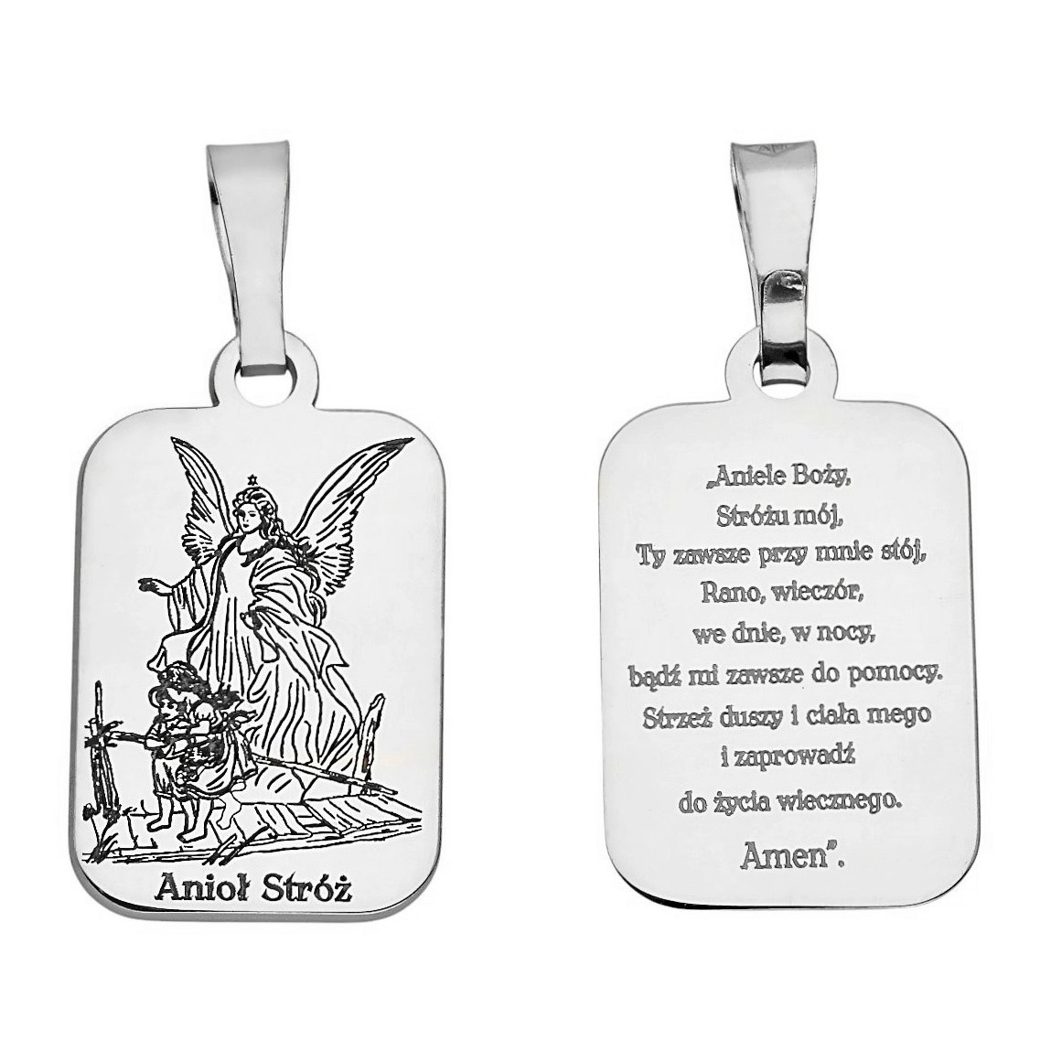 Medalik srebrny Ag925 rodowany Anioł Stróż MDC028R