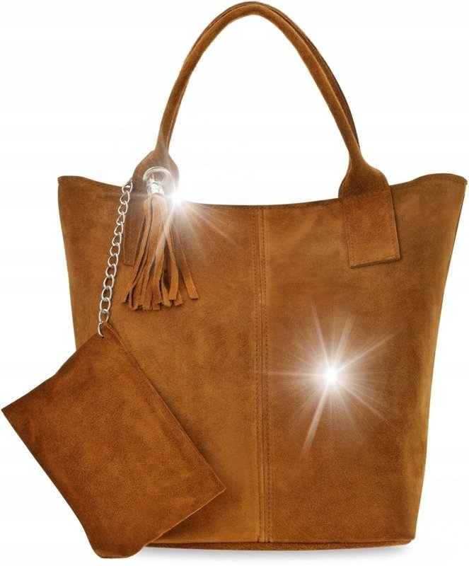 Torebka Damska SKÓRZANA Worek SHOPPER Włoska Listonoszka Na Ramię Pakowna