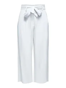 ONLY Damskie spodnie Onlcaro Hw Linen Belt Culotte PNT, Bright White, L - Spodnie damskie - miniaturka - grafika 1