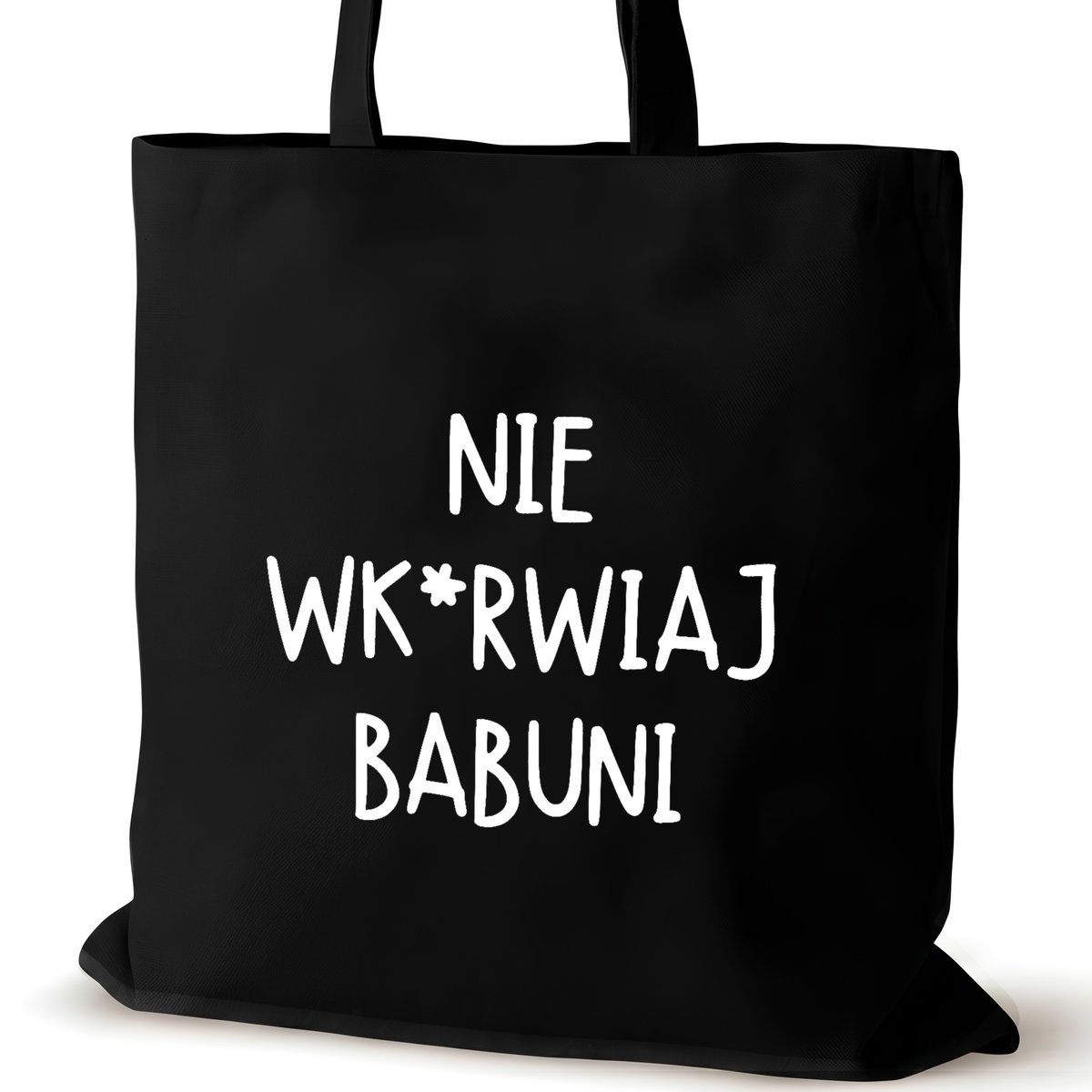 Torba bawełniana czarna na ramię VIRAL zakupy duża z napisem nie wk babuni