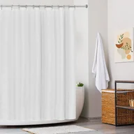 Zasłony - Zmywalna zasłona prysznicowa z wodoodpornego poliestru do prysznica i łazienki 180 x 180 cm, biała, waflowa - miniaturka - grafika 1