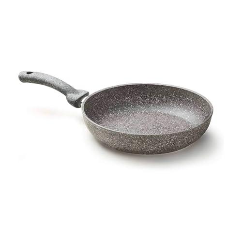 Zdrowa patelnia kuchenna bez oleju kamiennego - nieprzywierająca i odporna na zarysowania, łatwa do czyszczenia, powłoka z naturalnego kamienia, aluminium, 32 cm, wyprodukowano we Włoszech