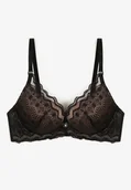 Biustonosze - Czarno-Beżowy Biustonosz Push Up z Koronkowymi Zdobieniami Liobelle - miniaturka - grafika 1