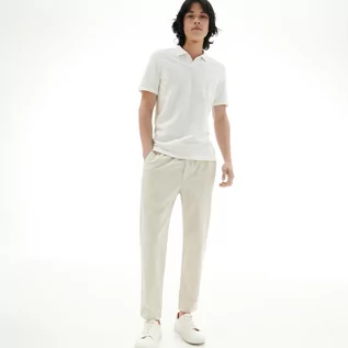 Spodnie męskie - Reserved Lniane spodnie typu jogger - Beżowy - grafika 1