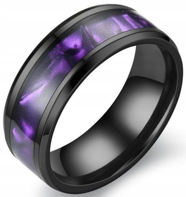 Fioletowy Pierścień Gradient Stal Szlachetna Ring