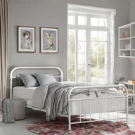 Stelaże pod materac - Łóżko Metalowe Jednoosobowe 120x200 cm ze Stelażem PABLO Metalowe Białe - miniaturka - grafika 1