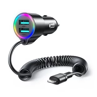 Joyroom Szybka ładowarka samochodowa 3 w 1 z kablem Lightning 1.5m 17W czarny JR-CL25 - Ładowarki samochodowe - miniaturka - grafika 1