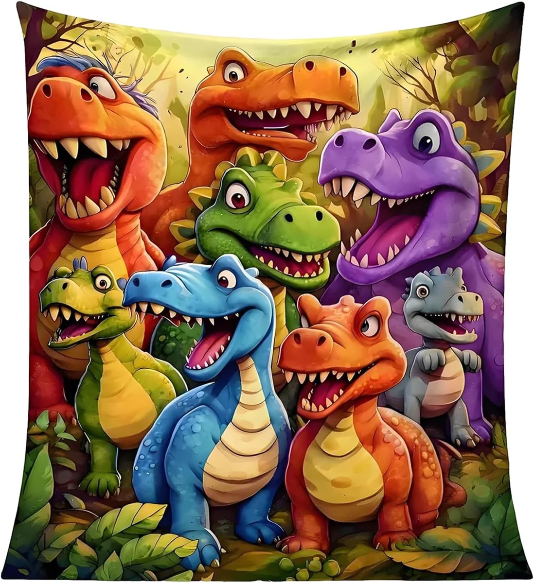 Koc z dinozaurami 130x150 cm bawełniany miękki kocyk dla dzieci