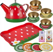 Zabawy w naśladowanie dorosłych - Malplay, Zestaw Do Herbatki Serwis Metalowy Do Zabawy 16El. - miniaturka - grafika 1