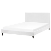Łóżka - Beliani Łóżko welurowe 160 x 200 cm białe FITOU - miniaturka - grafika 1