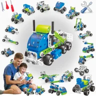 Klocki - ZESTAW KLOCKÓW SAMOCHÓD NIEBIESKO -ZIELONY ZABAWKA - miniaturka - grafika 1