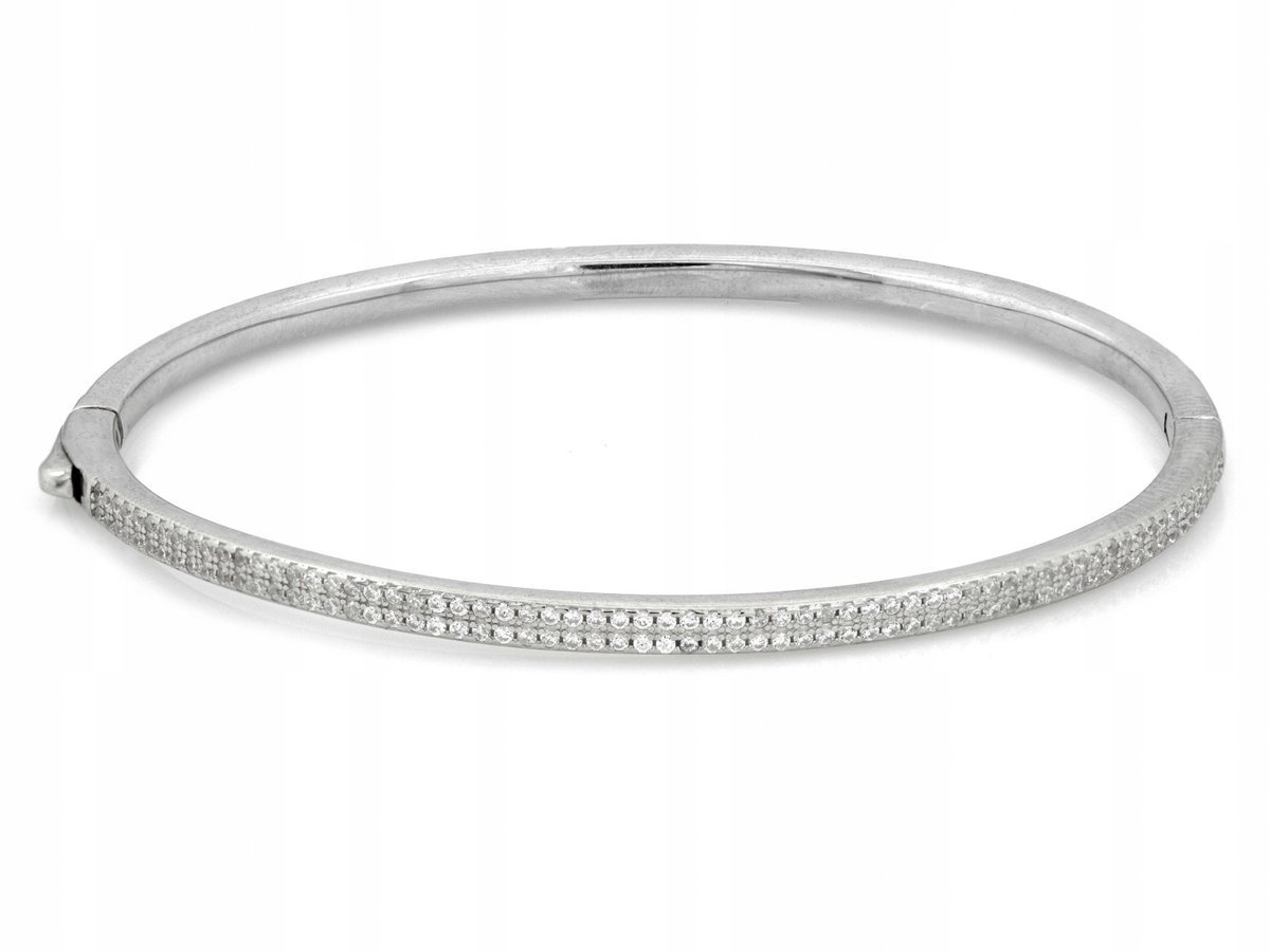 Srebrna bransoletka 925 BANGLE z cyrkoniami efektowna markowa dla niej r19
