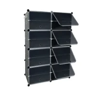 Szafki na buty - YUENFONG Stojak na buty DIY szafka na buty organizer, półki na buty z drzwiami plastikowy wielofunkcyjny stojak na buty system półek na buty 2 kolumny x 8 warstw (82x32x124cm) - miniaturka - grafika 1