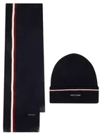 Czapki damskie - Tommy Hilfiger męska czapka zimowa + szalik granatowa zestaw - miniaturka - grafika 1