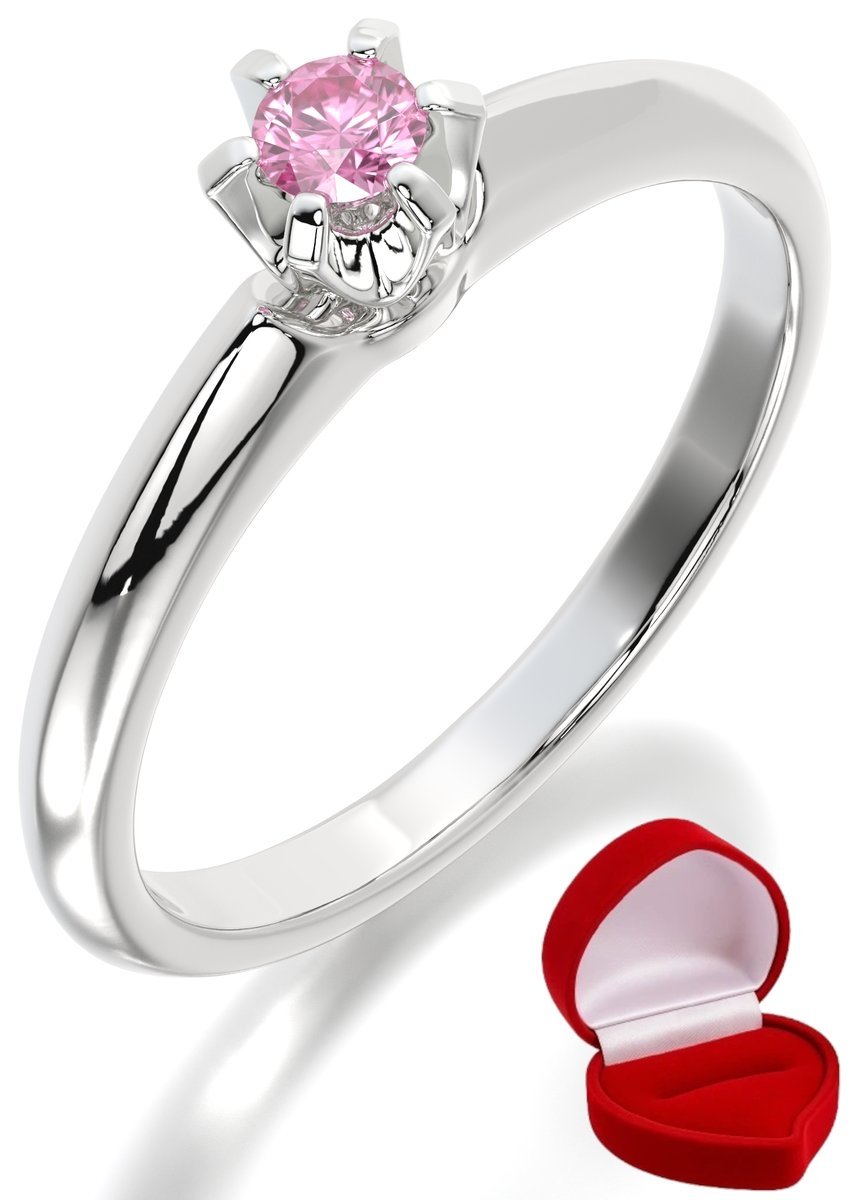 ZŁOTY PIERŚCIONEK ZARĘCZYNOWY 585 14k SZAFIR 0,09 ct BIAŁE ZŁOTO R30