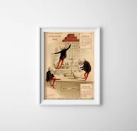 Plakaty - Plakatyw  stylu retro Antikamnia Kalendarz Jan Feb Francais - miniaturka - grafika 1