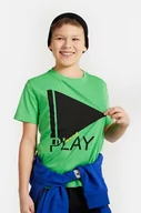 Koszulki dla chłopców - Coccodrillo longsleeve dziecięcy kolor zielony z nadrukiem - miniaturka - grafika 1