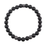 Bransolety męskie - Bransoletka Męska czarne matowe kulki onyksu. - miniaturka - grafika 1