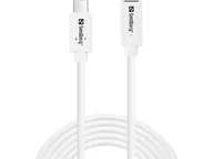 Kable USB - Sandberg USB-C>C M-F USB 3.1 100W, 2M kabel USB USB 3.2 Gen 2 (3.1 Gen 2) USB C Biały - miniaturka - grafika 1