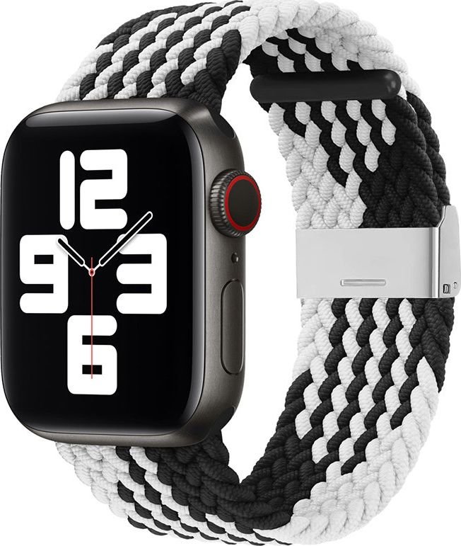 Hurtel Strap Fabric opaska do Watch 6 / 5 / 4 / 3 / 2 44mm / 42mm pleciony materiałowy pasek bransoletka do zegarka czarno-biały