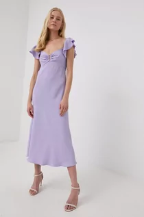 Sukienki - Nissa Nissa sukienka kolor fioletowy midi rozkloszowana - grafika 1
