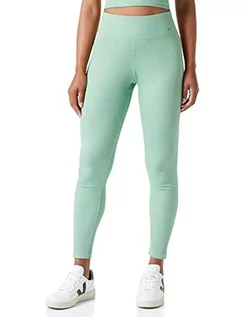 Legginsy - Champion Damskie sportowe C-Sport szybkoschnące 2 x 2 rozciągliwe prążkowane legginsy do jogi z wysokim stanem, pastelowa zieleń, L - grafika 1