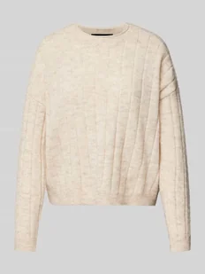 Sweter z dzianiny o kroju regular fit z dodatkiem wełny i zrolowanym brzegiem model ‘WILLA’ - Swetry damskie - miniaturka - grafika 1