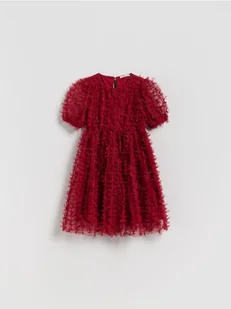 Reserved - Tiulowa sukienka w kokardki - czerwony - Sukienki i spódniczki dla dziewczynek - miniaturka - grafika 1