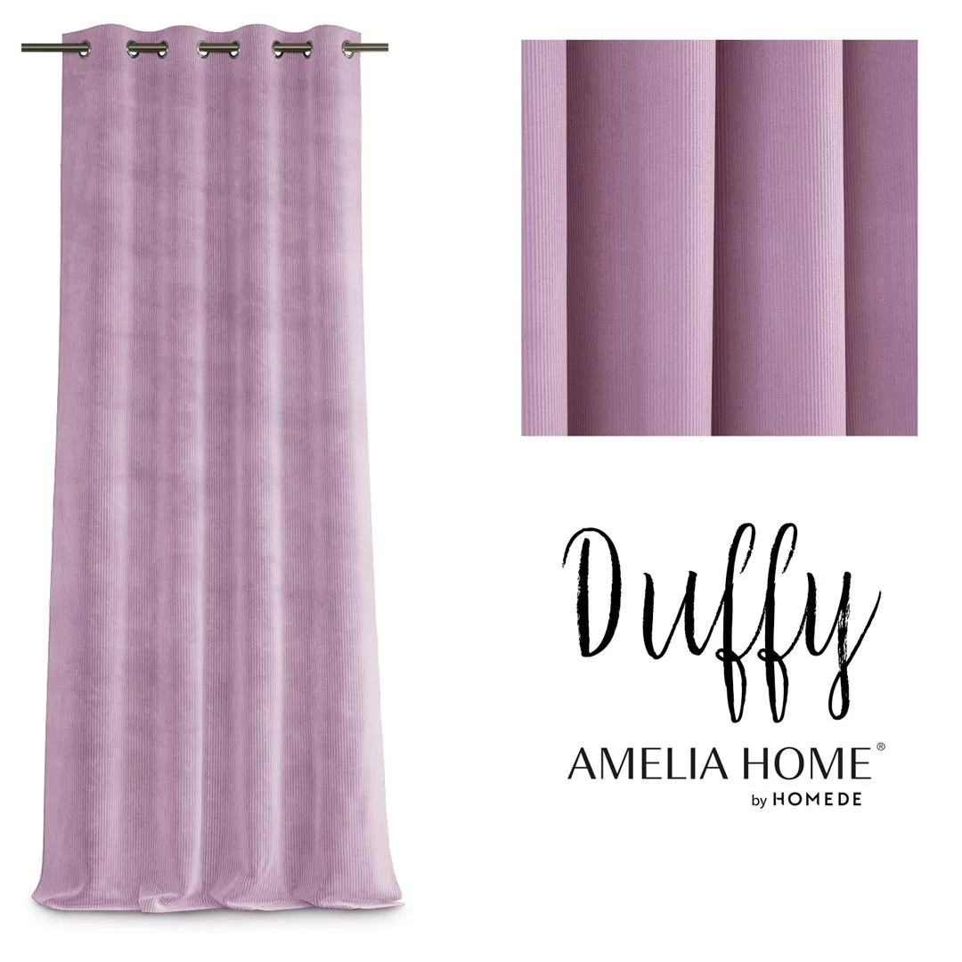 Amelia Home Zasłony na przelotkach 140x250 Duffy sztruksowe pudrowy róż AH/DUF/EYE/POW/1425