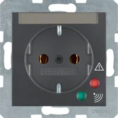 Gniazdka elektryczne - B.3/B.7 Berker Gniazdo SCHUKO z ochroną przepięciową i polem opisowym, antracyt - miniaturka - grafika 1