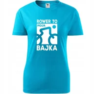 Koszulki i topy damskie - Damska Koszulka Nadruk Rowerowa Rower to moja bajka Prezent dla Rowerzystki turkusowy L - miniaturka - grafika 1