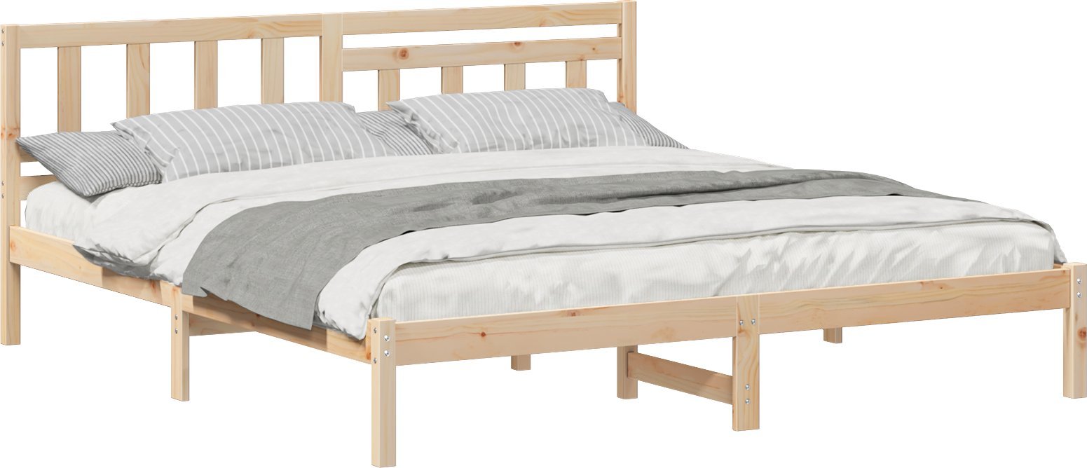vidaXL Ramka łóżka Brązowy 140 x 200 cm Lite drewno sosnowe