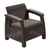 Fotele i krzesła ogrodowe - ALLIBERT Krzesło ogrodowe CORFU - kolor brązowy - miniaturka - grafika 1