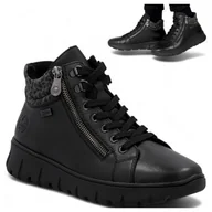 Półbuty damskie - Rieker SKÓRZANE Sneakersy Damskie na Platformie Wygodne Półbuty Platforma 37 - miniaturka - grafika 1
