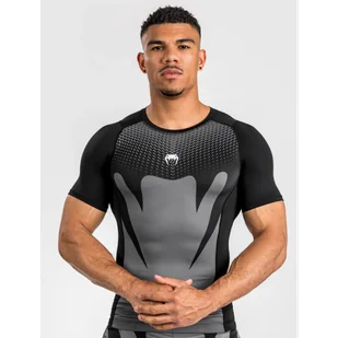 Venum Rashguard Krótki Rękaw Short Sleeve Attack Black/Grey - Kimona, stroje i obuwie - miniaturka - grafika 1