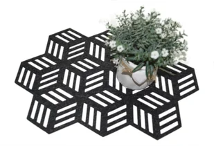 Podkładka Filcowa Dekoracyjna na Stół Pod Talerz Sześcian 3D 40cm Czarny - Obrusy i serwetki - miniaturka - grafika 1