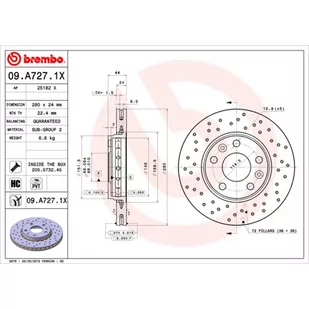 Tarcza hamulcowa BREMBO 09.A727.1X - Tarcze hamulcowe - miniaturka - grafika 1