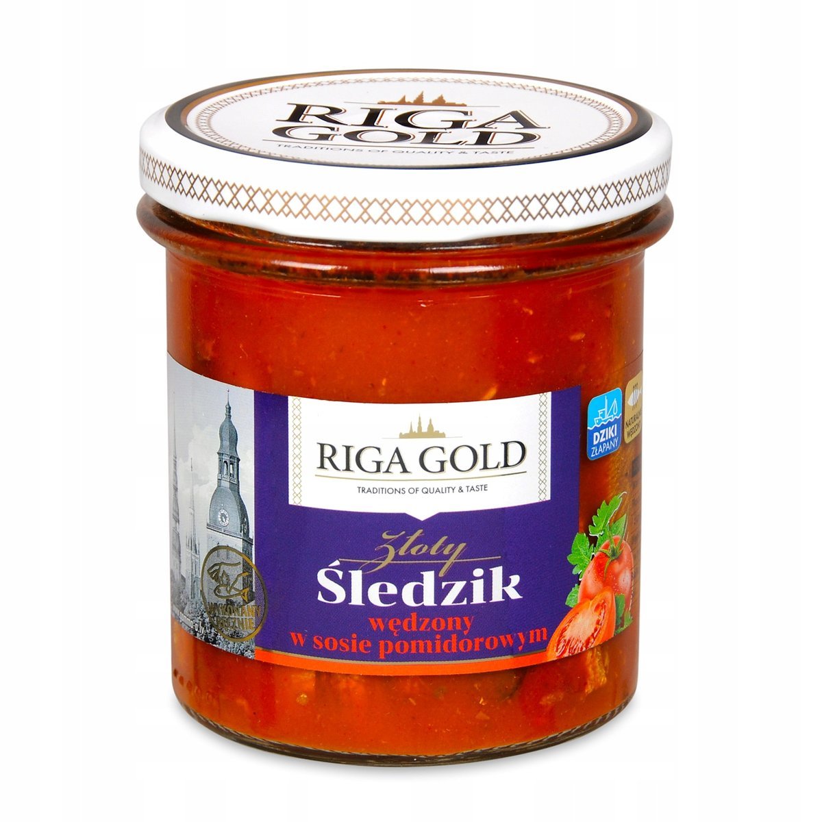 Złoty śledzik wędzony w sosie pomidorowym Riga Gold 300g