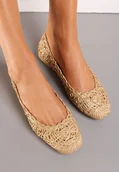 Baleriny - Ciemnobeżowe Balerinki na Płaskiej Podeszwie z Ażurowym Wzorem z Plecionki Erolani - miniaturka - grafika 1