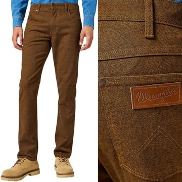 Wrangler Greensboro Monk's Robe proste brązowe spodnie materiałowe W31 L30